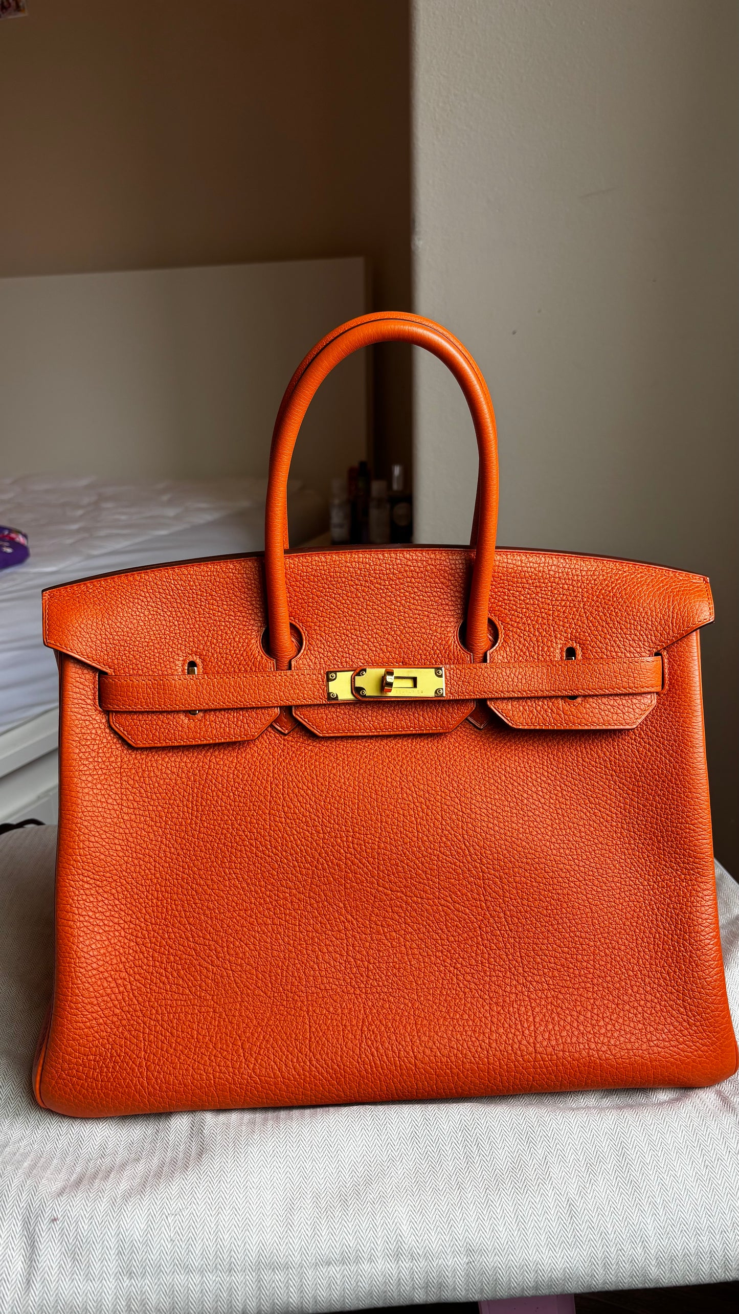 Birkin 35 True H Orange GHW